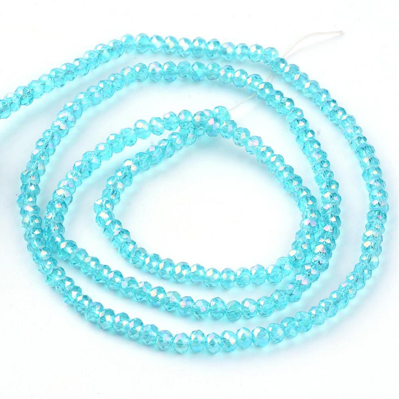 The Bead Store 3x2mm Faceted Glass Rondelle Beads Sky Blue AB