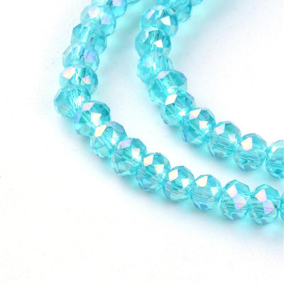 The Bead Store 3x2mm Faceted Glass Rondelle Beads Sky Blue AB