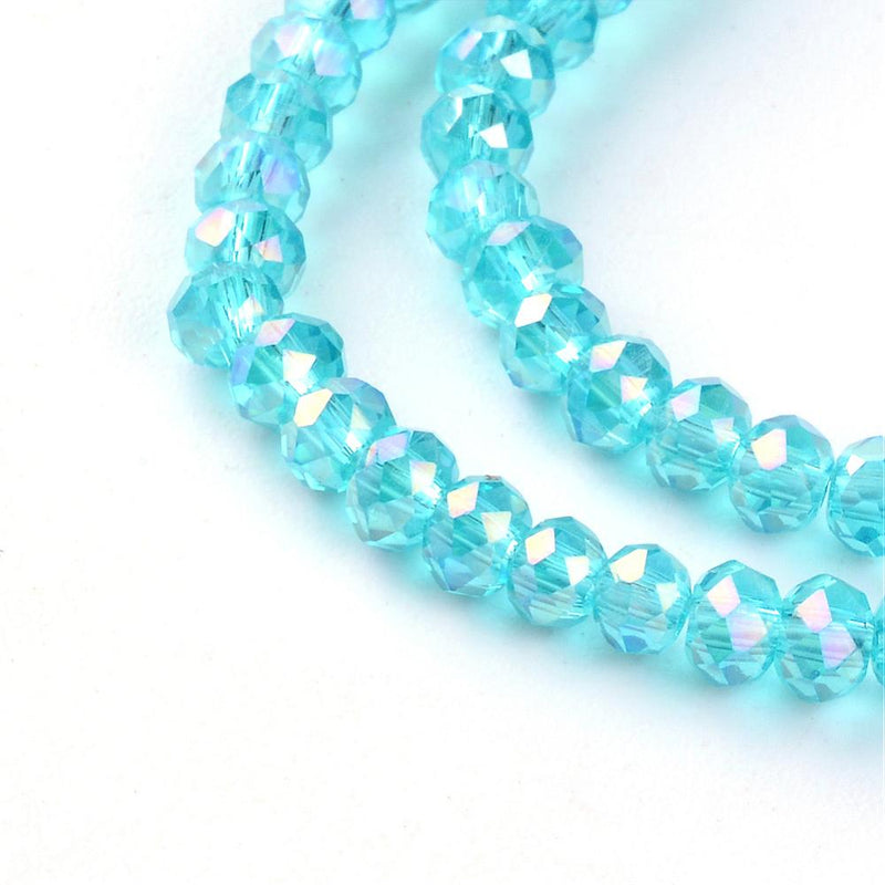 The Bead Store 3x2mm Faceted Glass Rondelle Beads Sky Blue AB
