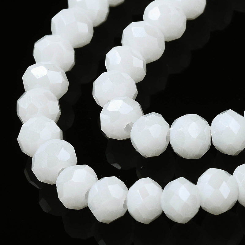 The Bead Store 3x2mm Faceted Glass Rondelle Beads White