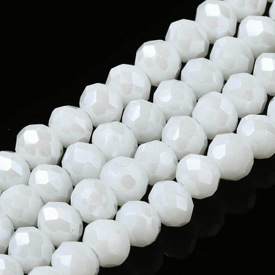 The Bead Store 3x2mm Faceted Glass Rondelle Beads White