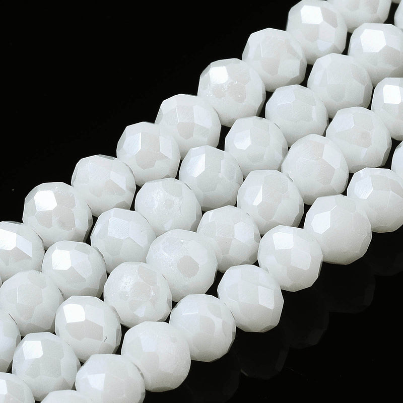 The Bead Store 3x2mm Faceted Glass Rondelle Beads White