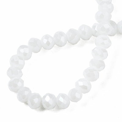 The Bead Store 3x2mm Faceted Glass Rondelle Beads White