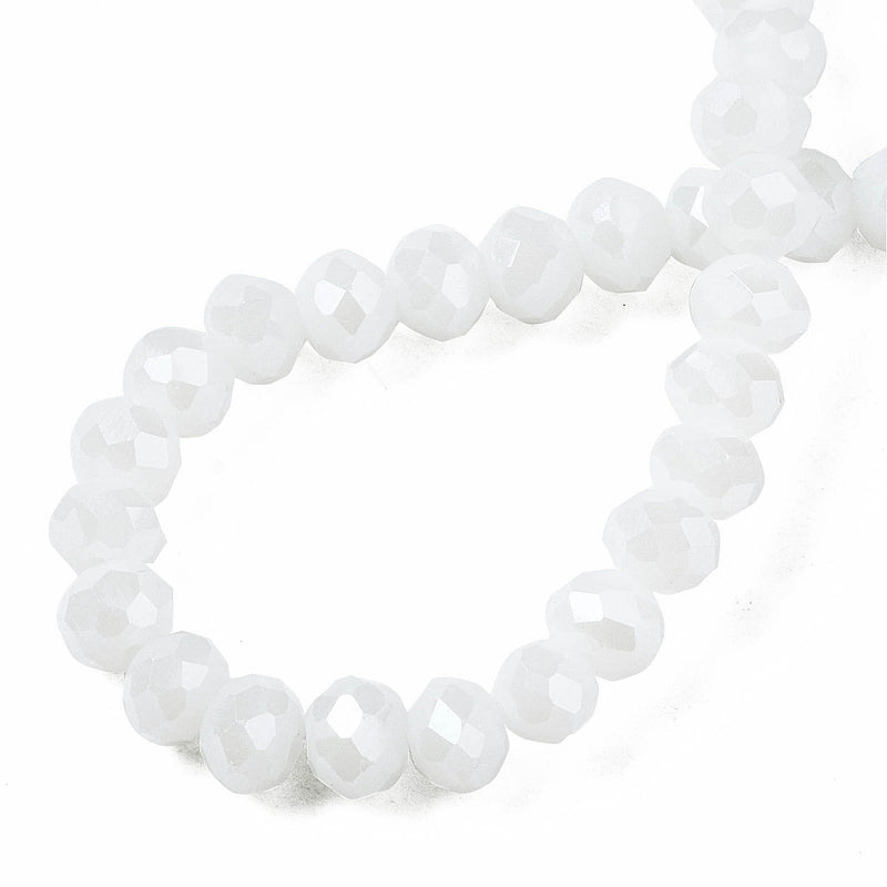 The Bead Store 3x2mm Faceted Glass Rondelle Beads White