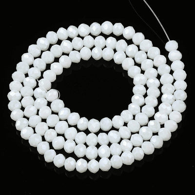 The Bead Store 3x2mm Faceted Glass Rondelle Beads White