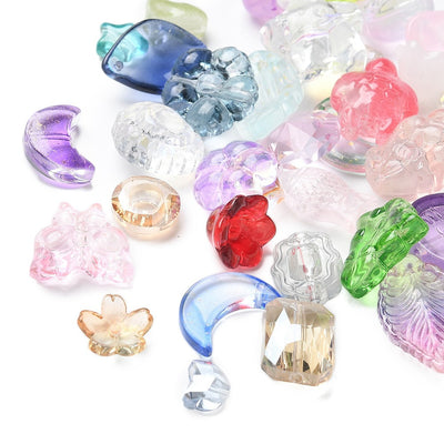 The Bead Store 40 Grams of Pressed Glass Beads ~ Mixed Sizes and Shapes