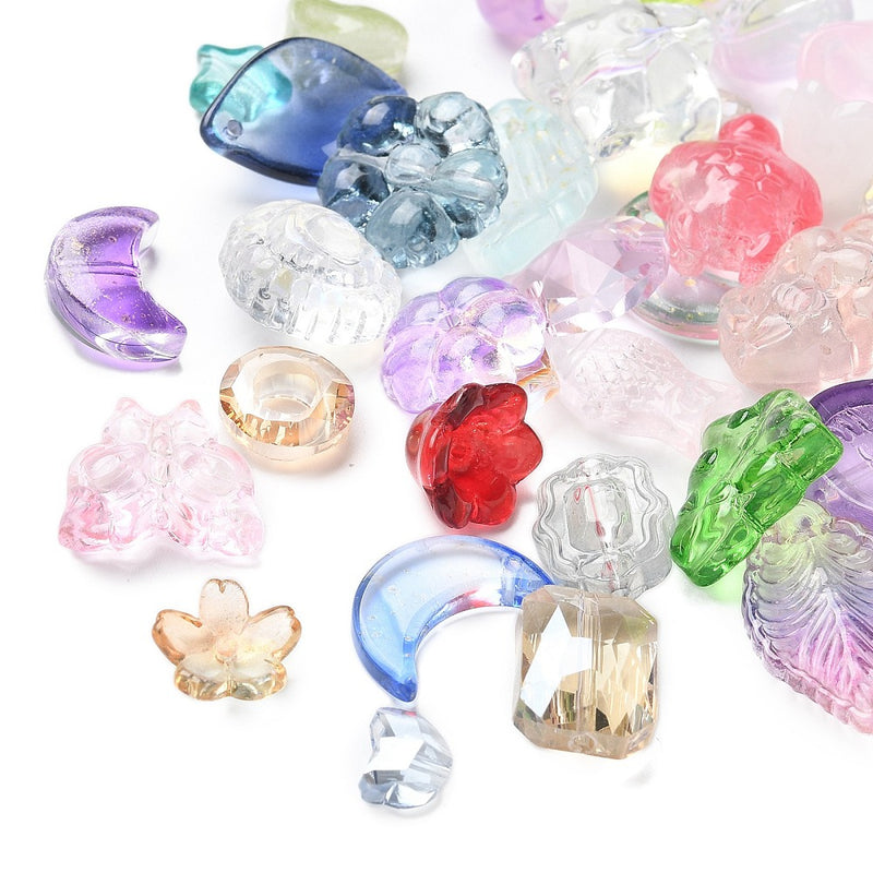 The Bead Store 40 Grams of Pressed Glass Beads ~ Mixed Sizes and Shapes