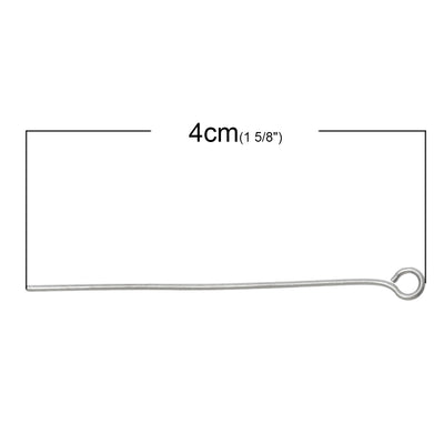 The Bead Store 40mm Stainless Steel Eyepins ~ Pack of 20