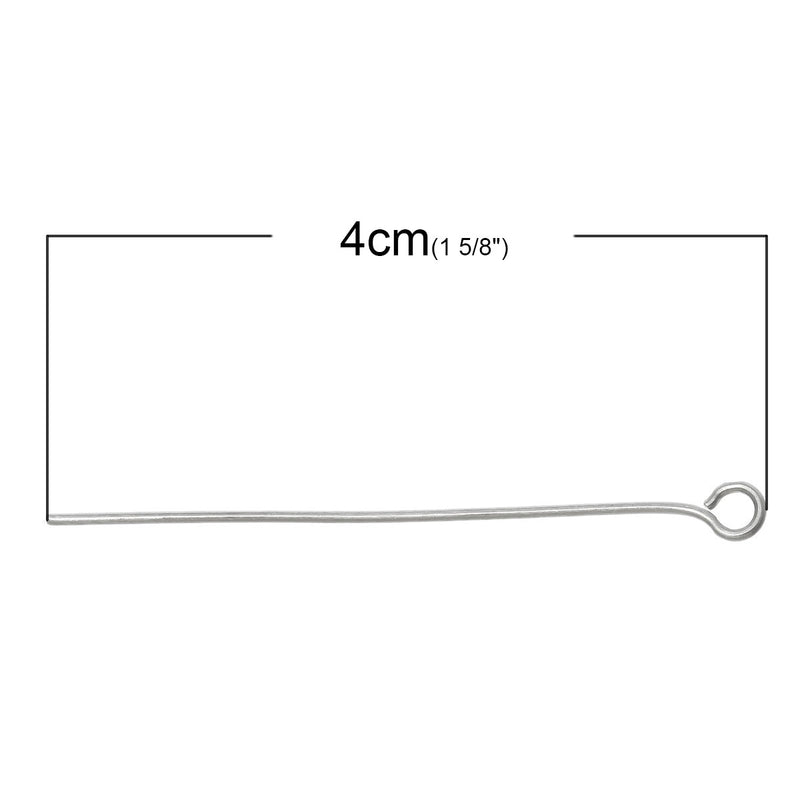 The Bead Store 40mm Stainless Steel Eyepins ~ Pack of 20