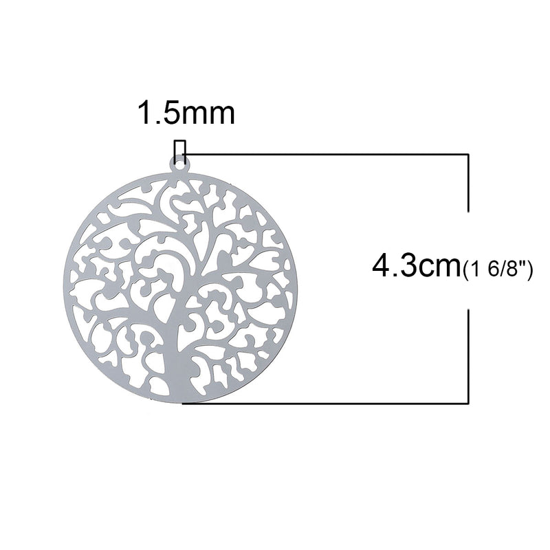 The Bead Store 40mm Stainless Steel Filigree Pendant ~ Tree of Life