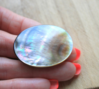 The Bead Store 40x30mm Mother of Pearl Black Lip Cabochon 