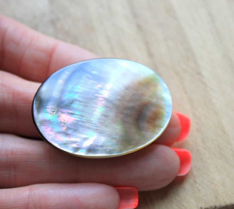 The Bead Store 40x30mm Mother of Pearl Black Lip Cabochon 