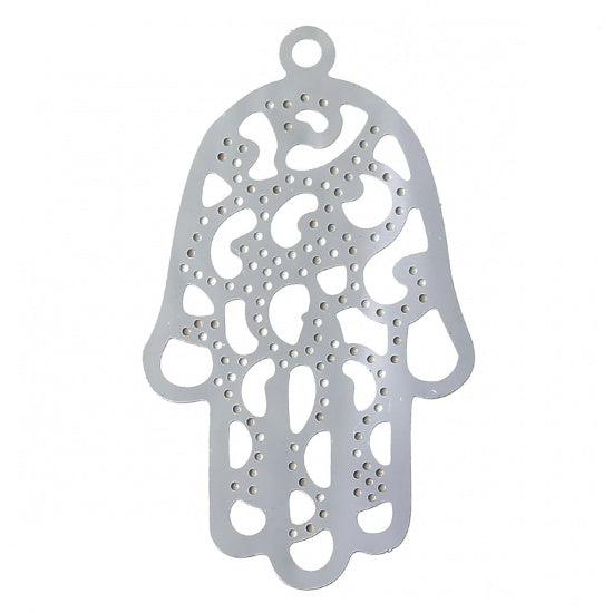 The Bead Store 48mm Stainless Steel Hamsa Hand Pendant