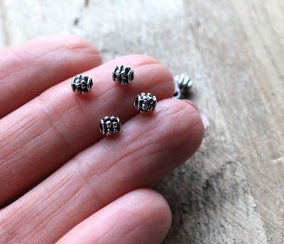 The Bead Store 4mm Antique Silver Beaded Spacer Beads ~ Pack of 20