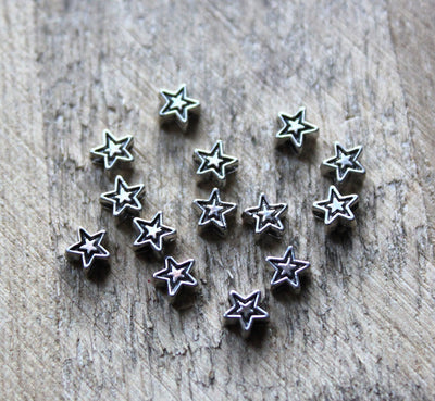 The Bead Store 4mm Antique Silver Star Beads ~ Pack of 20