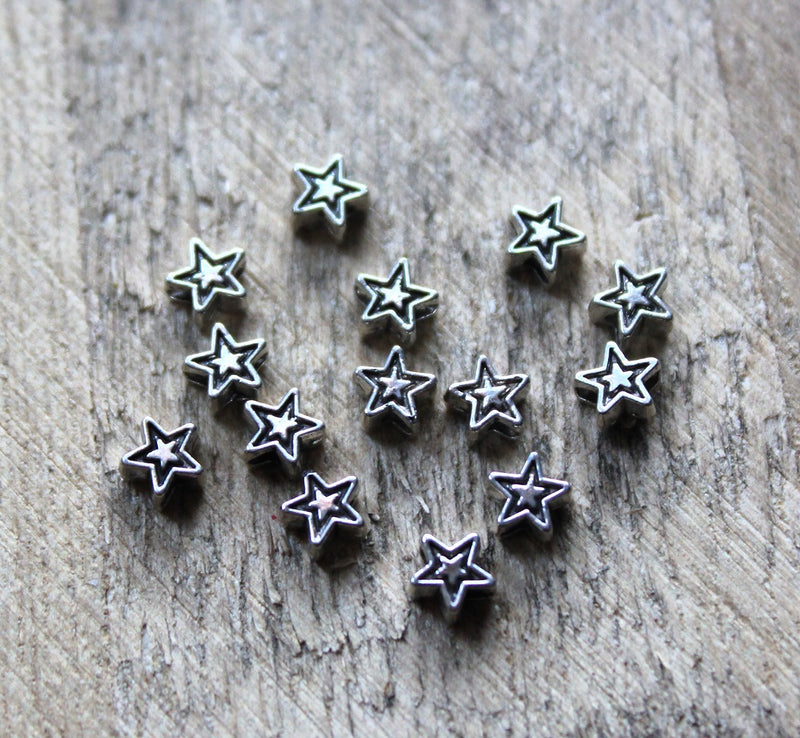 The Bead Store 4mm Antique Silver Star Beads ~ Pack of 20