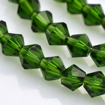 The Bead Store 4mm Dark Green Glass Bicones ~ approx. 80 Beads / String 
