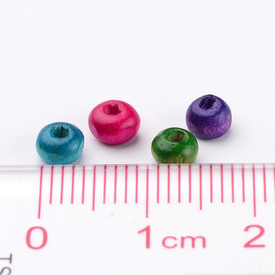 The Bead Store 4mm Flat Round Wooden Beads ~ Mixed Colours ~ Pack of 200