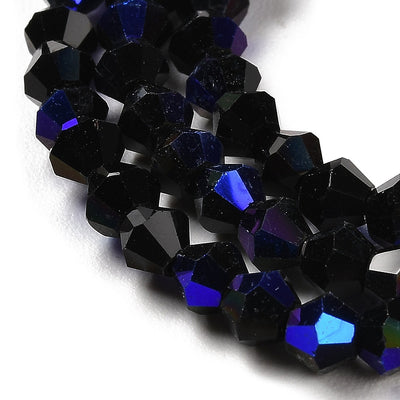 The Bead Store 4mm Glass Bicones Black AB approx. 80 beads