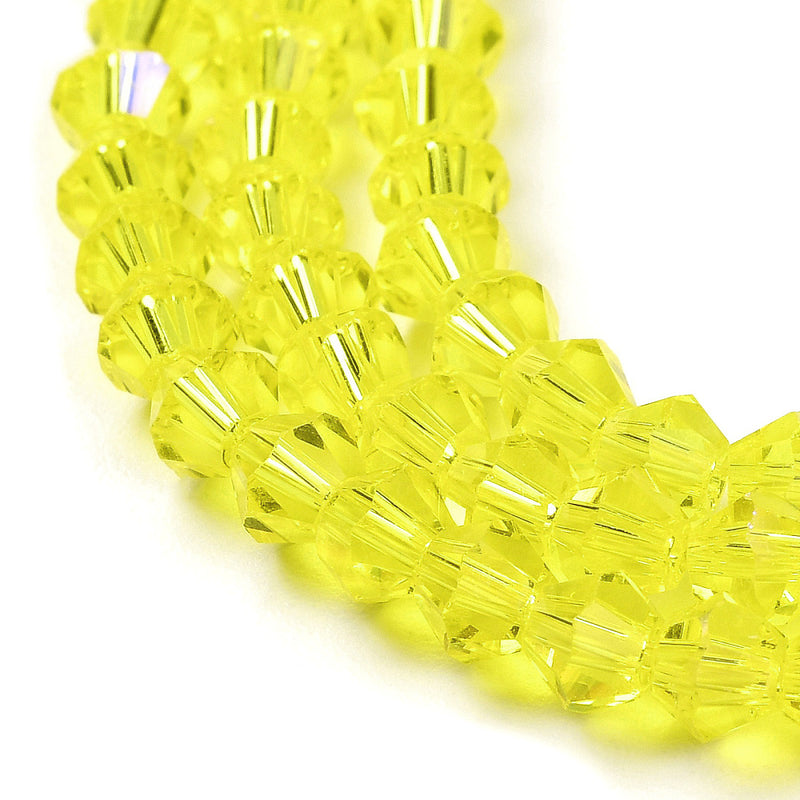 The Bead Store 4mm Glass Bicones Lemon AB approx. 80 beads