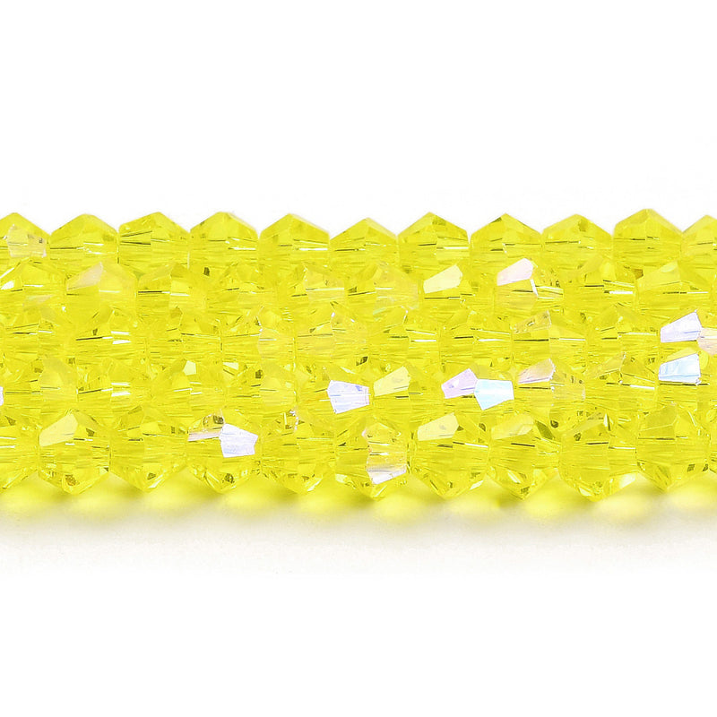 The Bead Store 4mm Glass Bicones Lemon AB approx. 80 beads