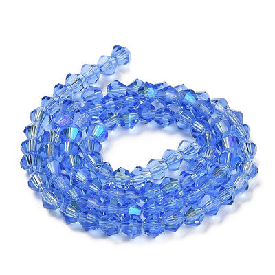 The Bead Store 4mm Glass Bicones Light Sapphire AB approx. 80 beads