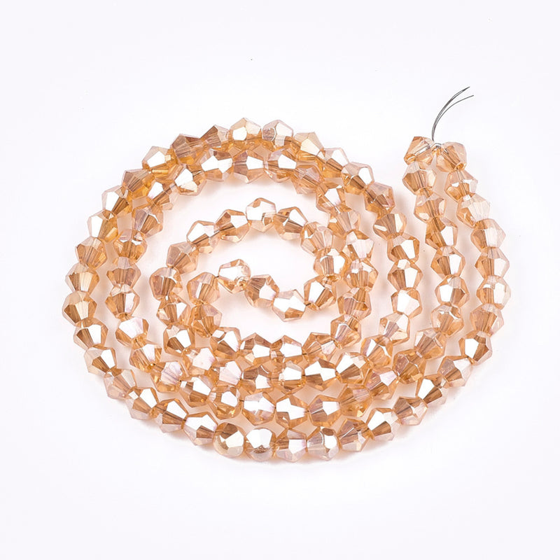 The Bead Store 4mm Glass Bicones Lustred Gold approx. 80 beads