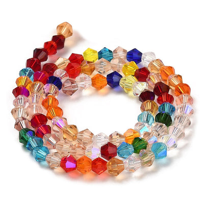 The Bead Store 4mm Glass Bicones Mixed Colours approx. 80 beads