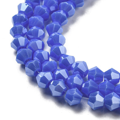 The Bead Store 4mm Glass Bicones ~ Opaque Lustred Blue ~ approx. 85 beads/string