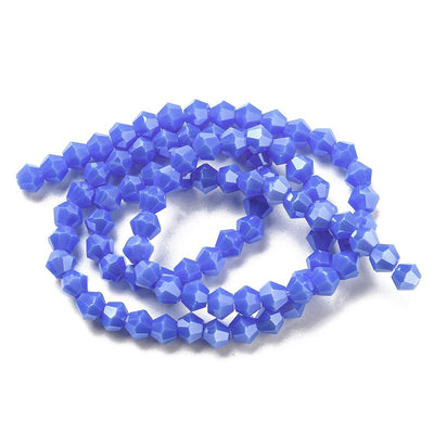 The Bead Store 4mm Glass Bicones ~ Opaque Lustred Blue ~ approx. 85 beads/string