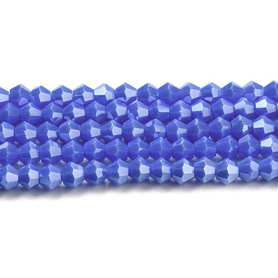 The Bead Store 4mm Glass Bicones ~ Opaque Lustred Blue ~ approx. 85 beads/string