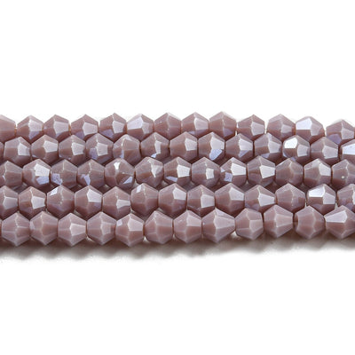 The Bead Store 4mm Glass Bicones ~ Opaque Lustred Dusty Purple ~ approx. 85 beads/string