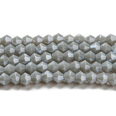 The Bead Store 4mm Glass Bicones ~ Opaque Lustred Grey ~ approx. 85 beads/string