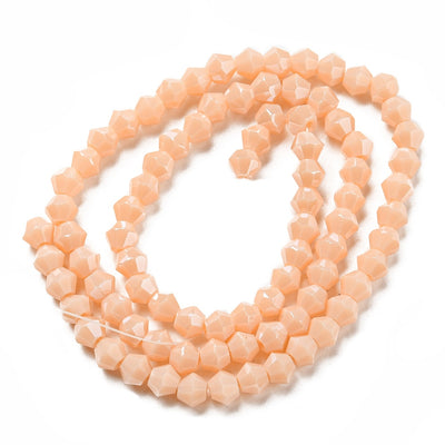 The Bead Store 4mm Glass Bicones ~ Opaque Lustred Peach ~ approx. 85 beads/string