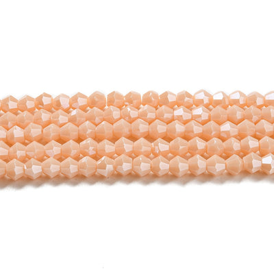 The Bead Store 4mm Glass Bicones ~ Opaque Lustred Peach ~ approx. 85 beads/string