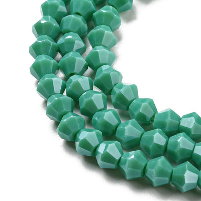 The Bead Store 4mm Glass Bicones ~ Opaque Lustred Turquoise ~ approx. 85 beads/string