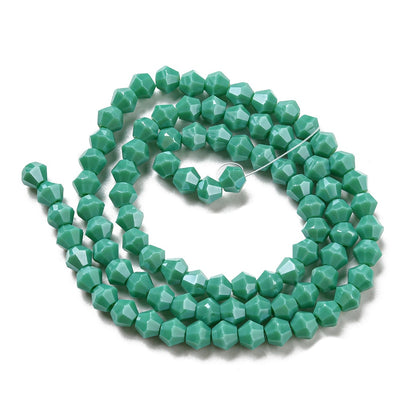 The Bead Store 4mm Glass Bicones ~ Opaque Lustred Turquoise ~ approx. 85 beads/string