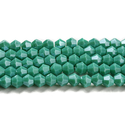The Bead Store 4mm Glass Bicones ~ Opaque Lustred Turquoise ~ approx. 85 beads/string