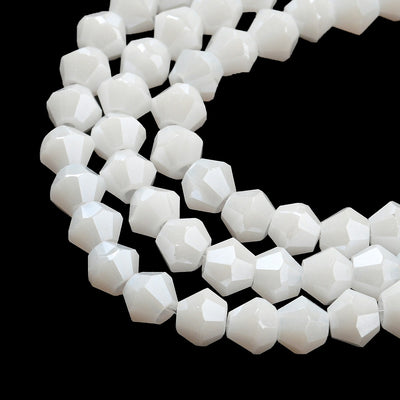 The Bead Store 4mm Glass Bicones ~ Opaque Lustred White ~ approx. 85 beads/string