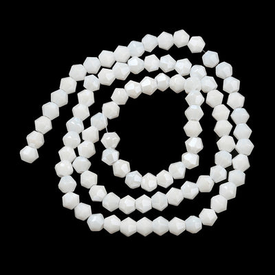The Bead Store 4mm Glass Bicones ~ Opaque Lustred White ~ approx. 85 beads/string