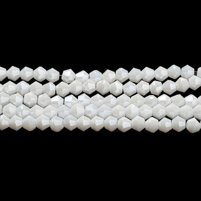 The Bead Store 4mm Glass Bicones ~ Opaque Lustred White ~ approx. 85 beads/string