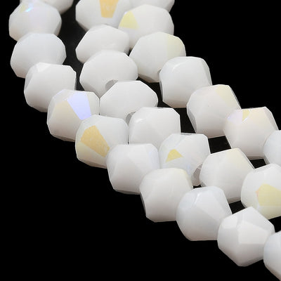 The Bead Store 4mm Glass Bicones Opaque White AB approx. 85 beads/string