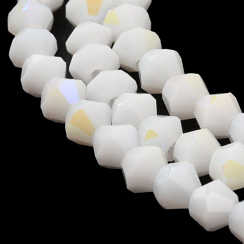 The Bead Store 4mm Glass Bicones Opaque White AB approx. 85 beads/string