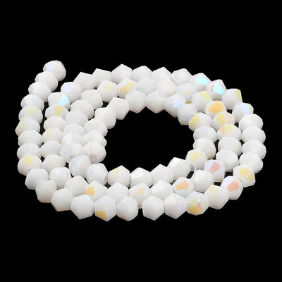 The Bead Store 4mm Glass Bicones Opaque White AB approx. 85 beads/string