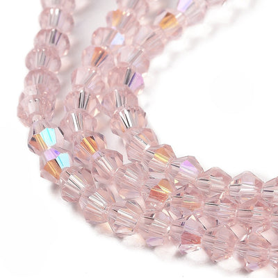 The Bead Store 4mm Glass Bicones Pink AB approx. 80 beads