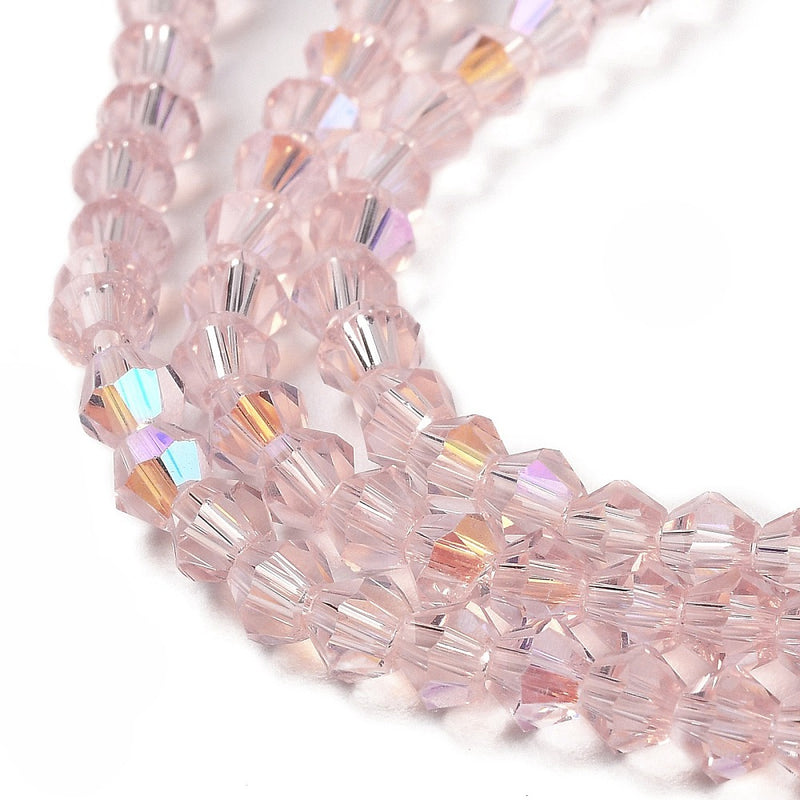 The Bead Store 4mm Glass Bicones Pink AB approx. 80 beads