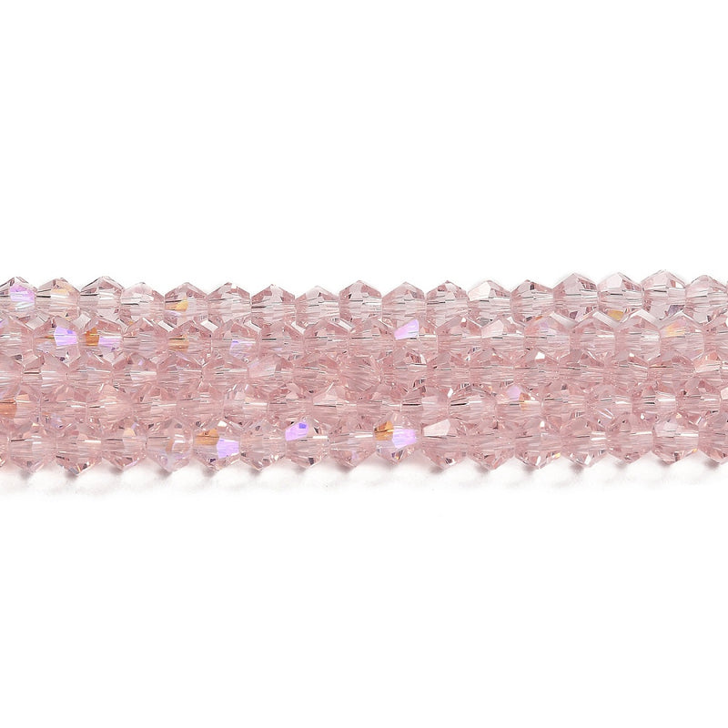 The Bead Store 4mm Glass Bicones Pink AB approx. 80 beads