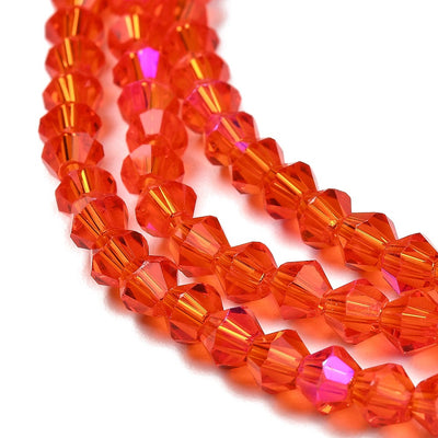 The Bead Store 4mm Glass Bicones Red AB approx. 80 beads