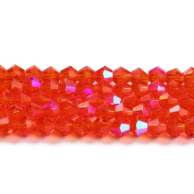 The Bead Store 4mm Glass Bicones Red AB approx. 80 beads