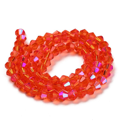 The Bead Store 4mm Glass Bicones Red AB approx. 80 beads